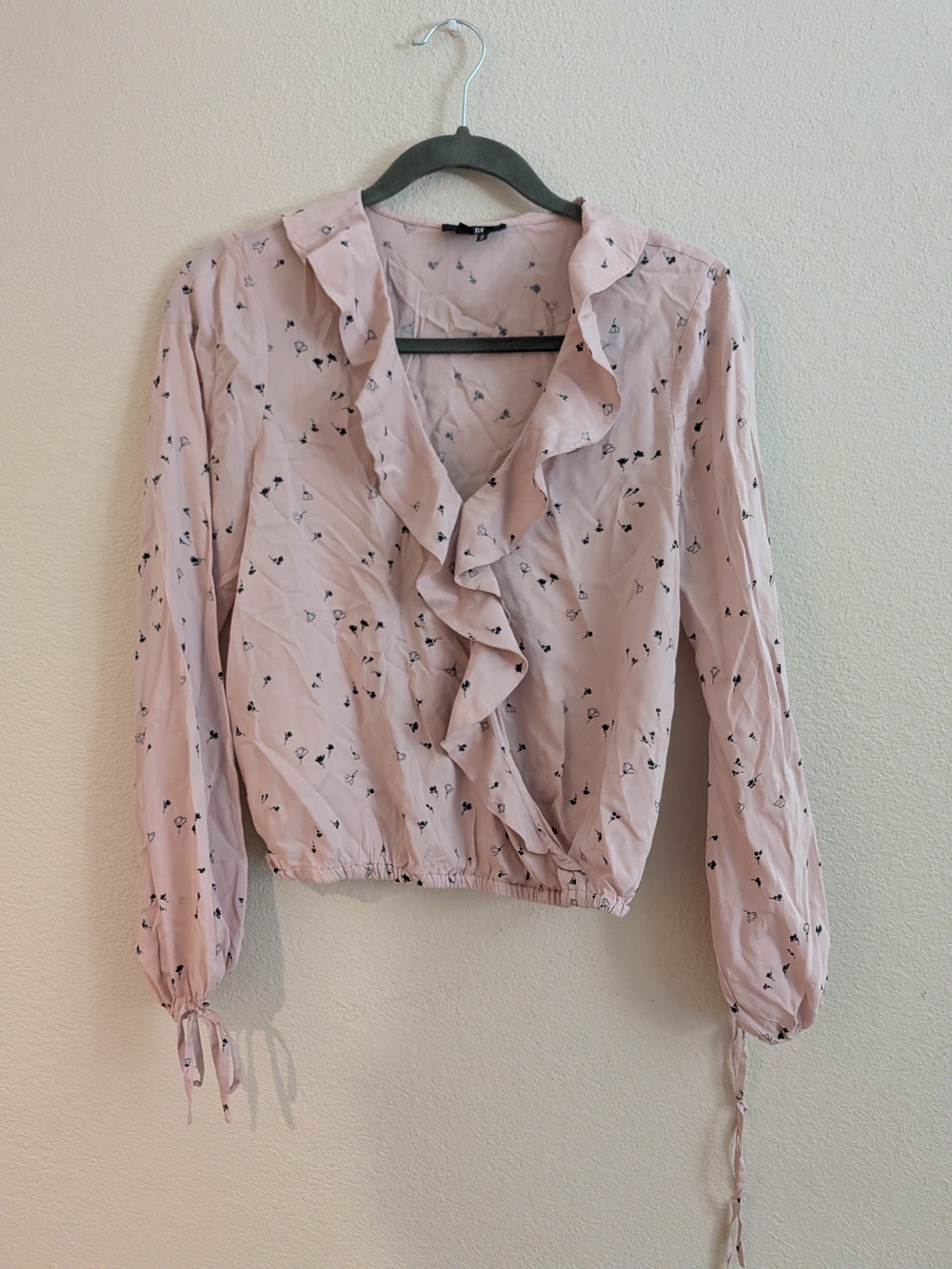 PAIGE Blush Pink Ruffle Wrap Blouse